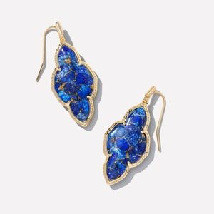 Kendra Scott Abbie Gold Drop Earrings In Bronze Veined Lapis